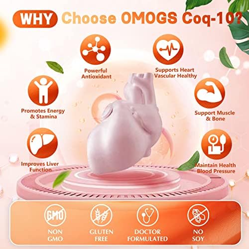 Omogs CoQ10 400mg Softgels box and bottle arrangement