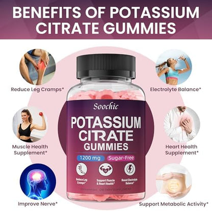 Soochic Potassium Citrate 1200mg chewable dietary supplements for leg cramp relief