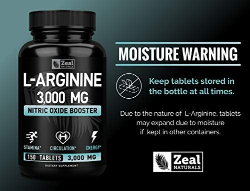 Authentic USA imported Zeal Naturals L-Arginine 3000mg bottle