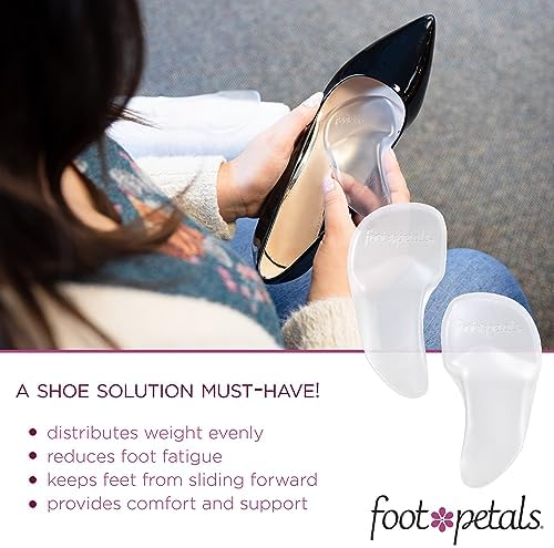 Foot Petals gel inserts placed inside a high heel shoe for scale.