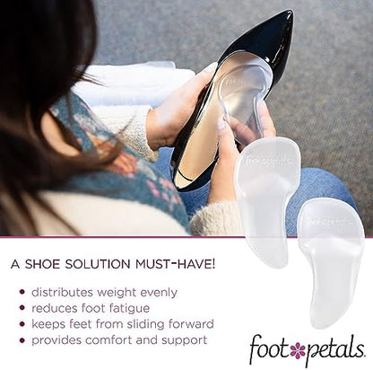 Foot Petals gel inserts placed inside a high heel shoe for scale.