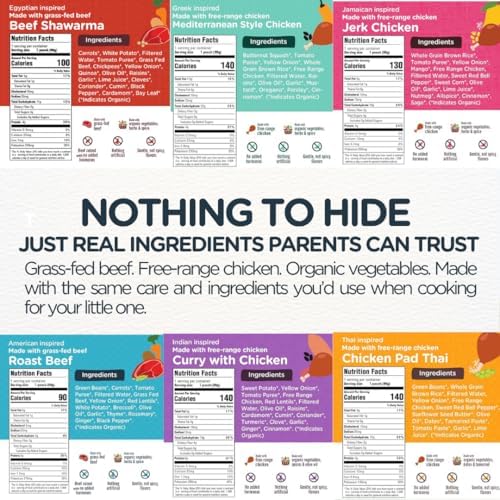 Assorted flavors of Lil Hala organic meat purees for toddlers
