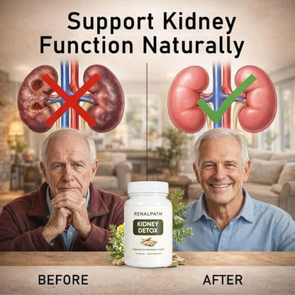 Rulinal RenalPath Kidney Detox dietary supplement bottle back label showing usage instructions