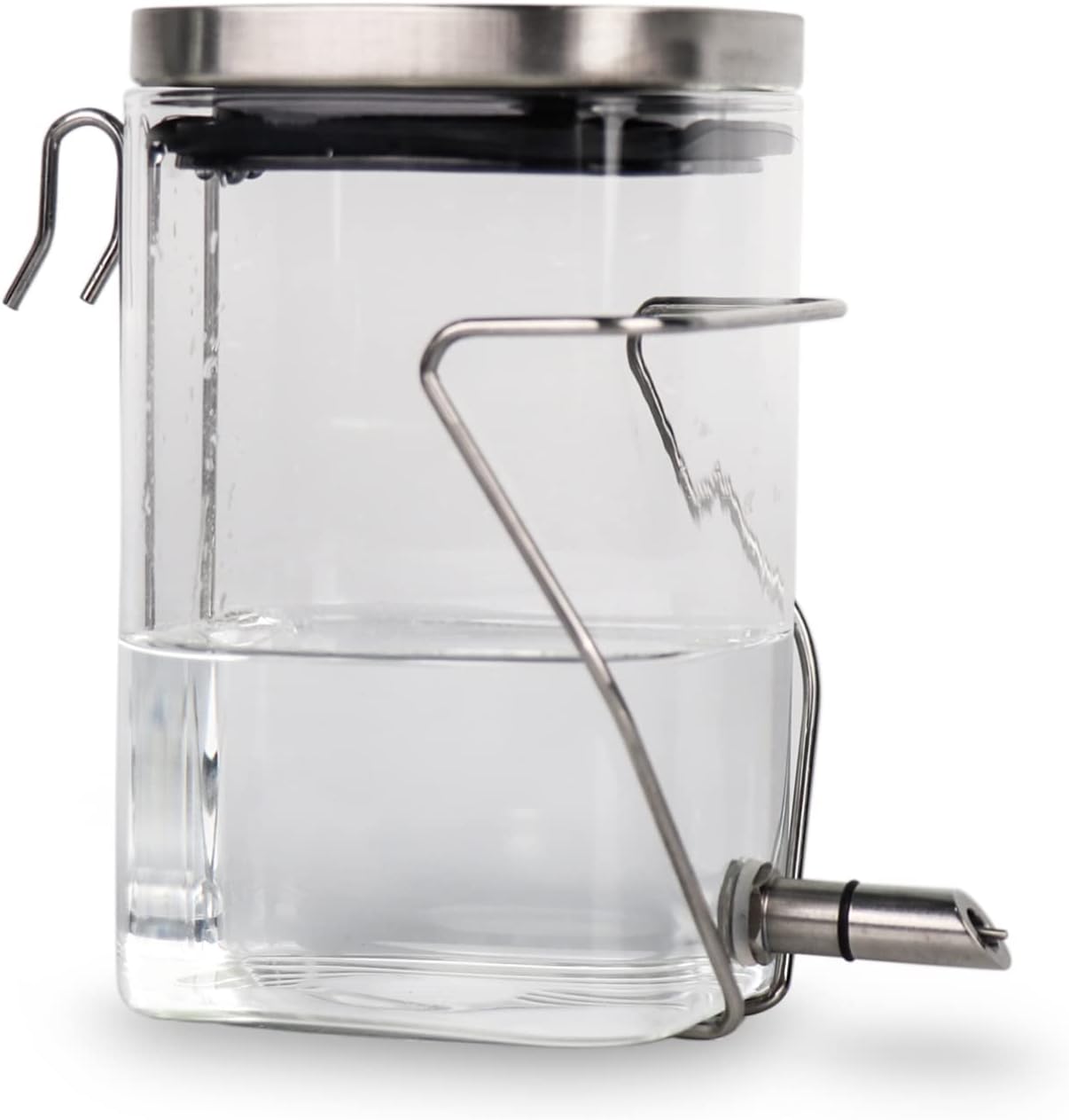 Guinea Pig Water Bottle No Drip, Rabbit Glass Waterer, Chinchilla Stainless Steel Nozzle Anti-Bite Water Dispenser for Small Animal, Bunny, Hamster, Sugar Glider and Rat(20.2oz) - Image 1