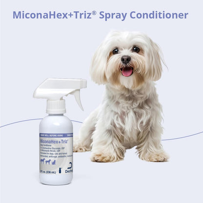 Authentic imported USA pet spray conditioner packaging close up view.