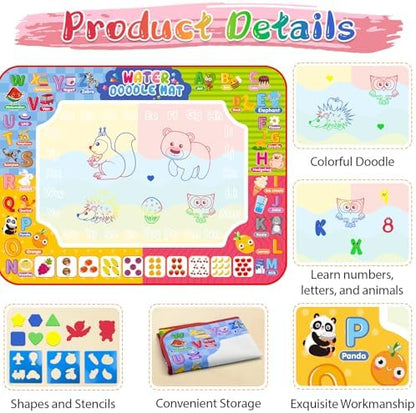 Educational alphabet and shape border on drawing mat.
