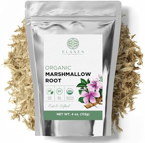 Elanen Naturals Organic Marshmallow Root Herb 4 Ounces front view