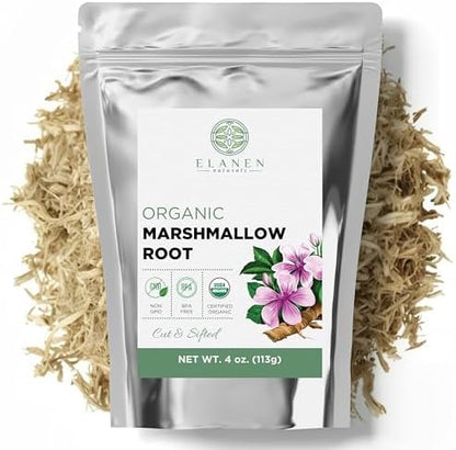 Elanen Naturals Organic Marshmallow Root Herb 4 Ounces front view