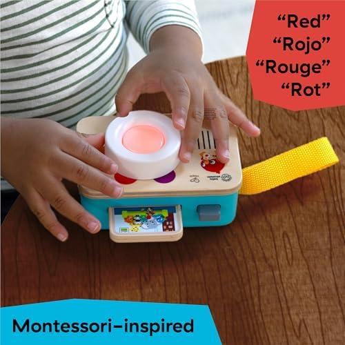 Baby Einstein developmental camera toy highlighting the premium FSC certified wood construction