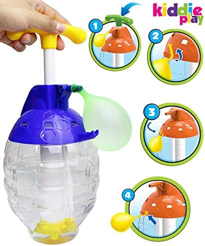 Close up view of the integrated Twist and Tie mechanism on the Kiddie Play water balloon pump station