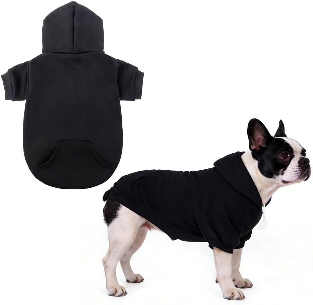 KOOLTAIL basic dog hoodie front view in black color