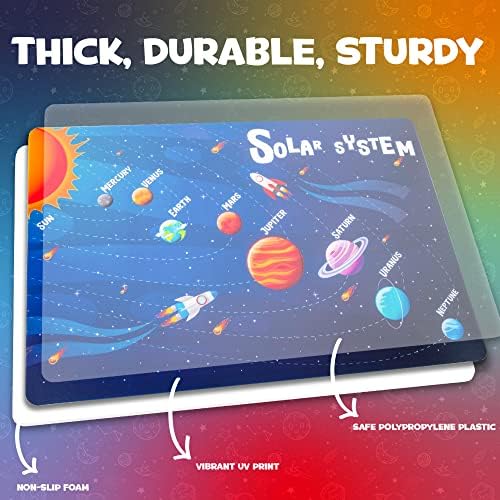 Hapinest educational table mats close up view highlighting the durable non slip backing material.