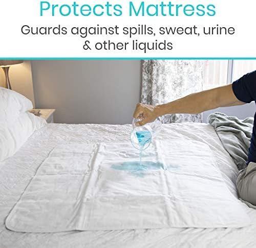 Sures reusable mattress protector highlighting the non-slip blue waterproof backing layer