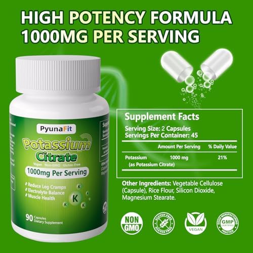 Close up of the supplement facts label on the PYUNAFIT 90 capsules potassium container