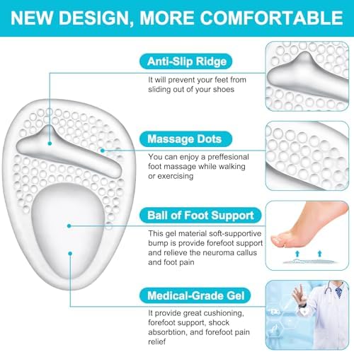 Crystal clear silicone foot cushions for Morton neuroma pain relief in open toe shoes