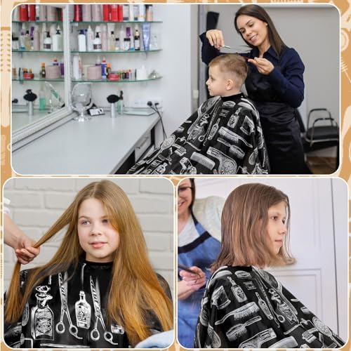 FEBSNOW anti static hair cutting gown being used during a professional salon styling session.