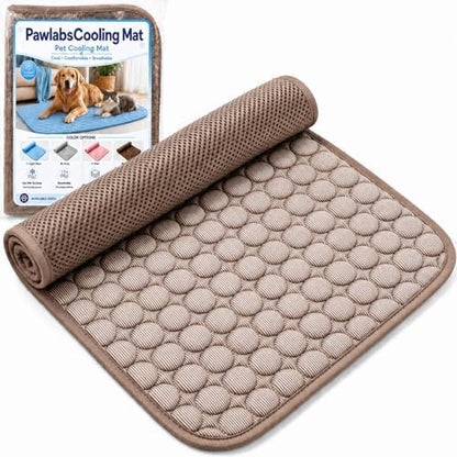 Pawlabs Cooling ice silk pad showing the soft quilted round pattern padding for pet comfort.