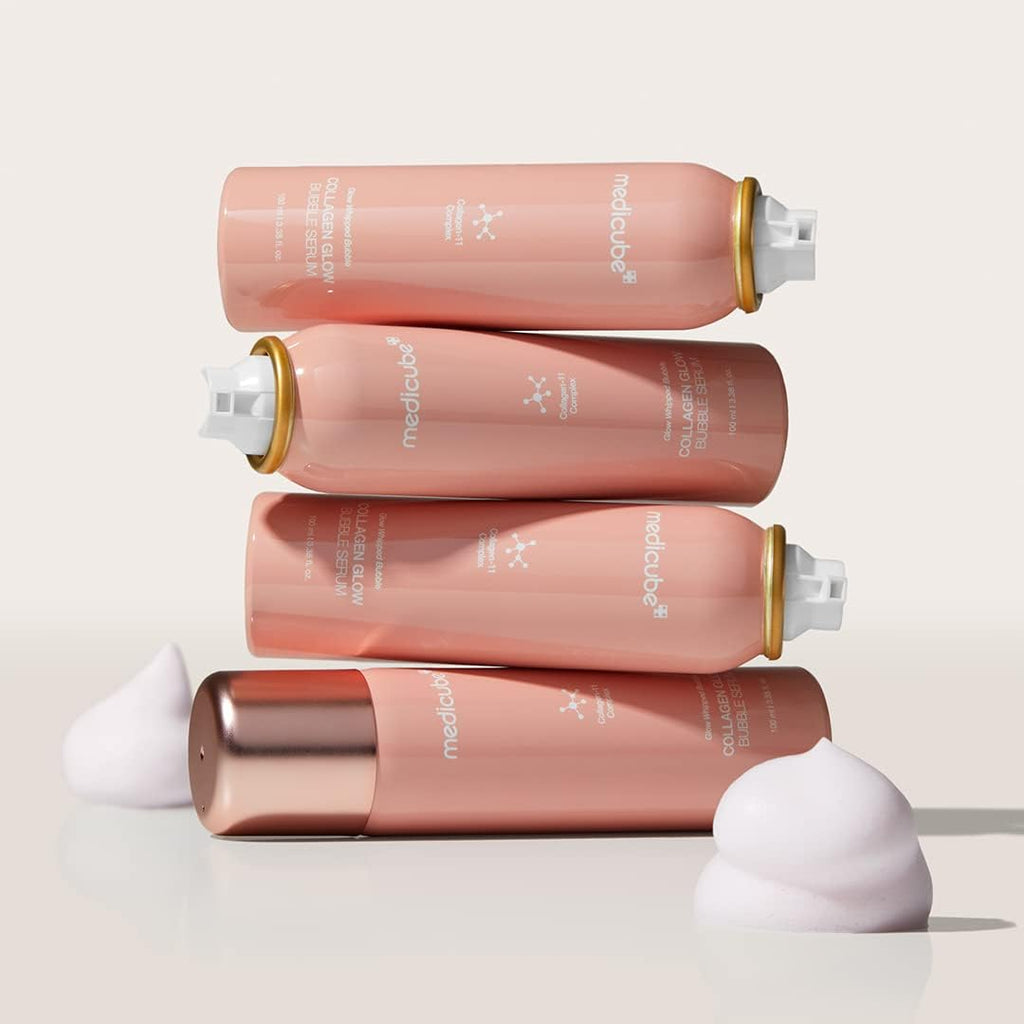 Medicube collagen glow bubble serum application on skin