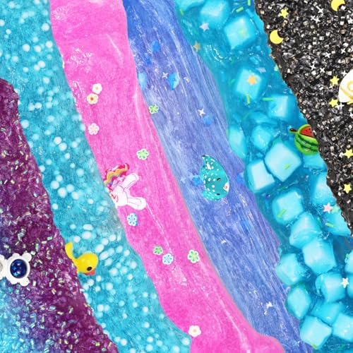 The full collection of thirteen scented slimes arranged cleanly as an ideal birthday gift set.