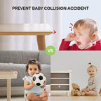 Close up of L-shaped and spherical baby safety corner guards