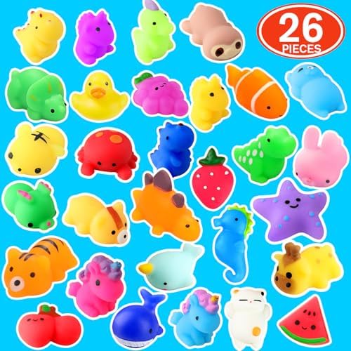 Different shapes of imported kawaii animal and fruit squishies highlighting their vibrant colors and soft texture.