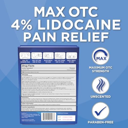 HealthWise lidocaine patch 25 count packaging details