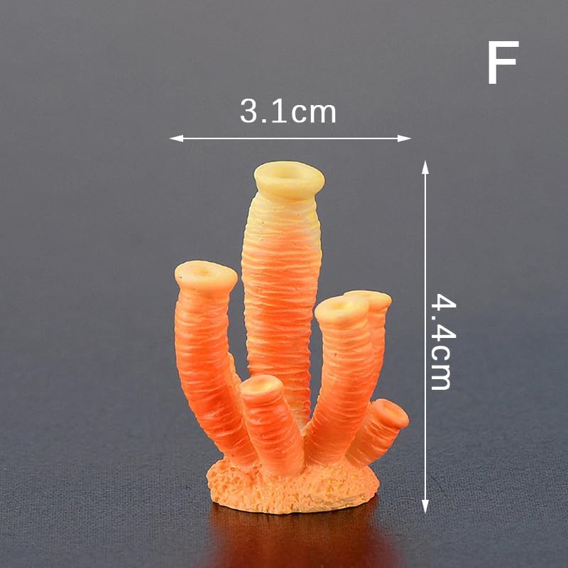 Premium craft resin orange coral reef ornament side view.