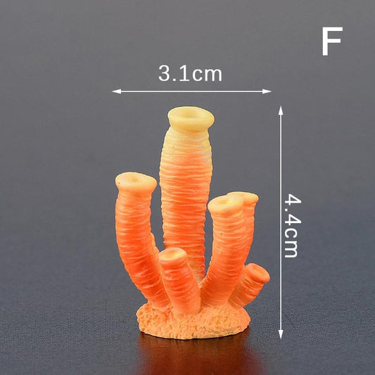 Premium craft resin orange coral reef ornament side view.