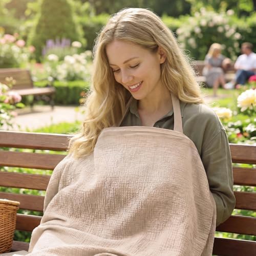 Breathable muslin fabric texture of Layzoo nursing cover