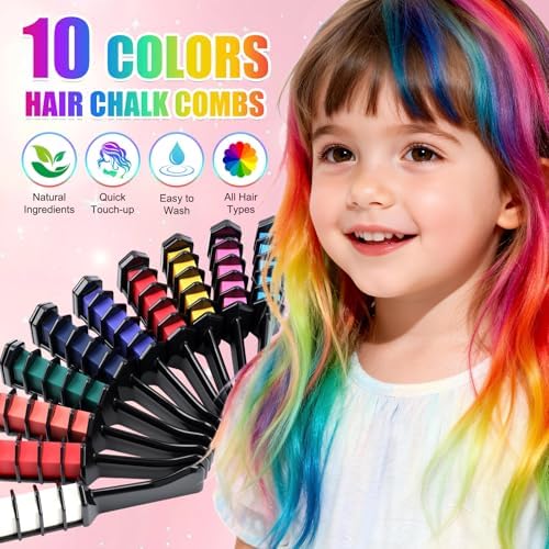 Close up of 10 vibrant hair chalk combs for DIY styling