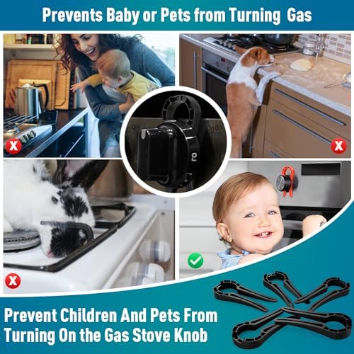Black oven knob safety covers for kids and pets