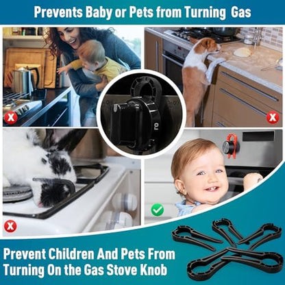 Black oven knob safety covers for kids and pets