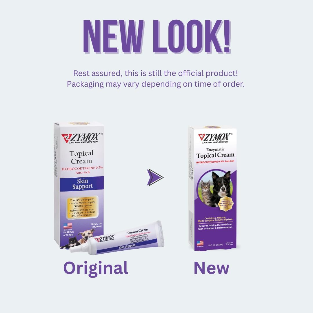 Zymox pet enzymatic cream for dog hot spots and cat dermatitis care packaging side view