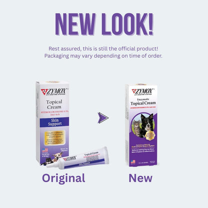 Zymox pet enzymatic cream for dog hot spots and cat dermatitis care packaging side view