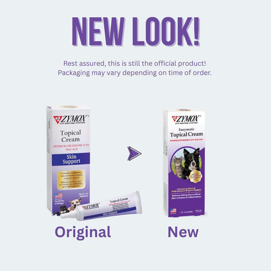 Zymox pet enzymatic cream for dog hot spots and cat dermatitis care packaging side view