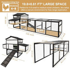 PetsCosset 116" L Large Chicken Coop and Run, Hen House with 4 Nesting Box Boxes, Rabbit Hutch Poultry Bunny Cage for 4-6 Chickens with 4 Perches, Removable Tray and Ramp and UV-Resistant Roof Panel - Image 3