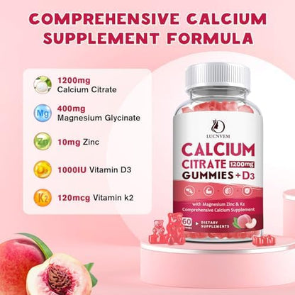 Lucnvem Peach flavored calcium citrate supplement bottle