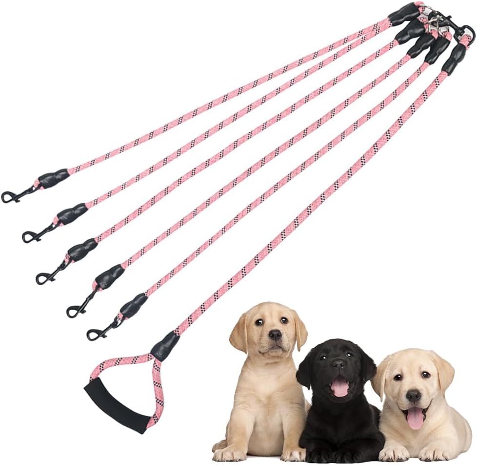 3 Way Reflective Heavy Duty Dog Lead Leash for Small Medium Large Dogs, Rope Dog Leash, 360 degrees Swivel Tangle Free with Comfortable Handle, Support Add to Multiple Rope - Image 9