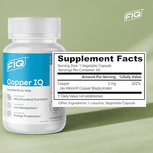 FIQ Copper IQ dietary supplement for mitochondrial and iron metabolism support