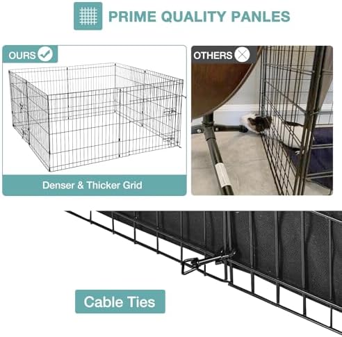 Rabbit PlaypenSmall Animal Cage with Waterproof Mat, 48" L*48" W*24" H Metal Hedgehog with Door, C&C Cage for Guinea Pigs, Bunny, Hedgehogs, Chinchillas(Playpen Only) - Image 6