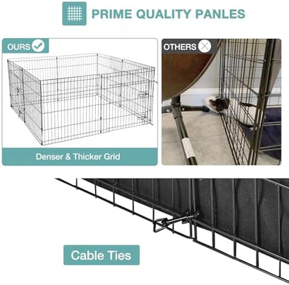 Rabbit PlaypenSmall Animal Cage with Waterproof Mat, 48" L*48" W*24" H Metal Hedgehog with Door, C&C Cage for Guinea Pigs, Bunny, Hedgehogs, Chinchillas(Playpen Only) - Image 6