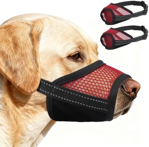 Purrlia soft mesh dog muzzle side view showing reflective strip