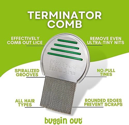 Close up of stainless steel teeth on the 55 TRENDS professional nit comb.