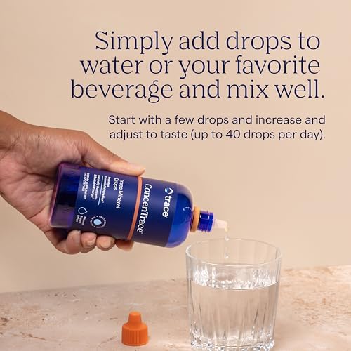 Side perspective of ConcenTrace Trace Mineral Drops indicating the 96 servings volume markings.