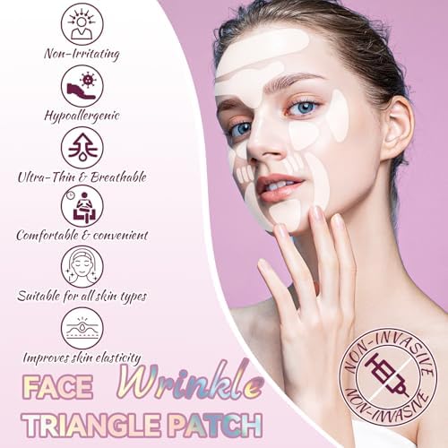 Multi shaped adhesive facial strips designed for smile lines and nasolabial folds treatment