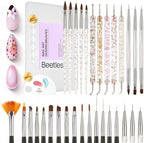 Beetles 31 piece nail art brush set with confetti case