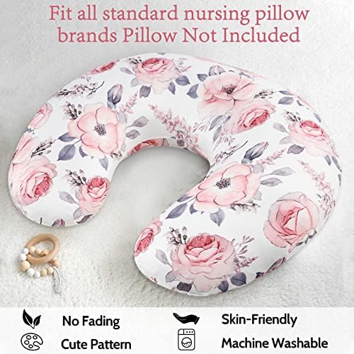 Swesen pink floral pillow cover on crescent nursing pillow