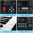RWESU 61 keys electronic digital keyboard piano with built in speaker setup on table top