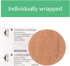 Close up of McKesson round adhesive bandage for face and body