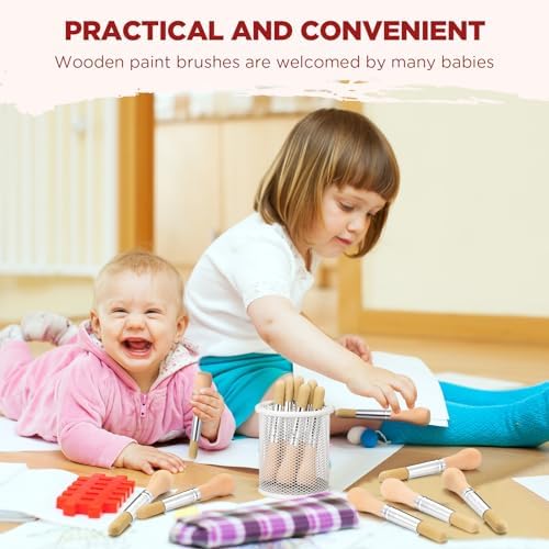 Sinload toddler paint brushes demonstrating the stout round head handle geometry for easy grip